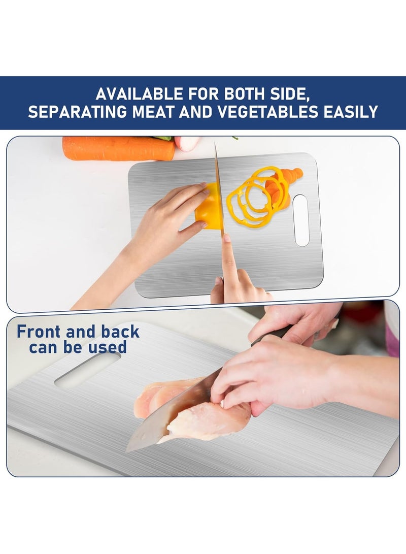 FAYET Stainless Steel Cutting Board 304, Double Sided Dishwasher Safe Chopping Board for Meat, Vegetables, Fruits, and Kitchen Prep, Heavy-Duty, Knife-Friendly, Multi-Purpose - Image 4